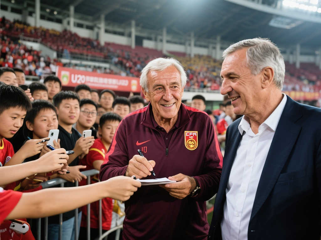 米卢与伊万惊喜亮相U20赛场，球迷热情求签名！